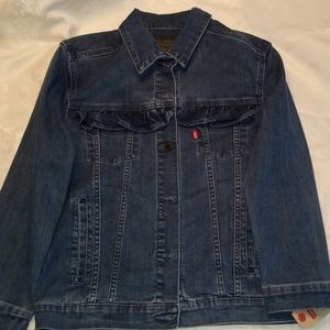 Girls levi's blue jean ruffle jacket